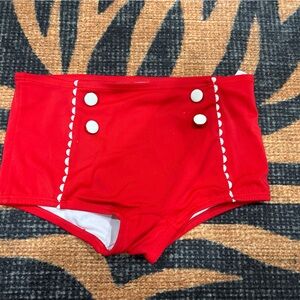Janie and Jack Red and White swim bottom